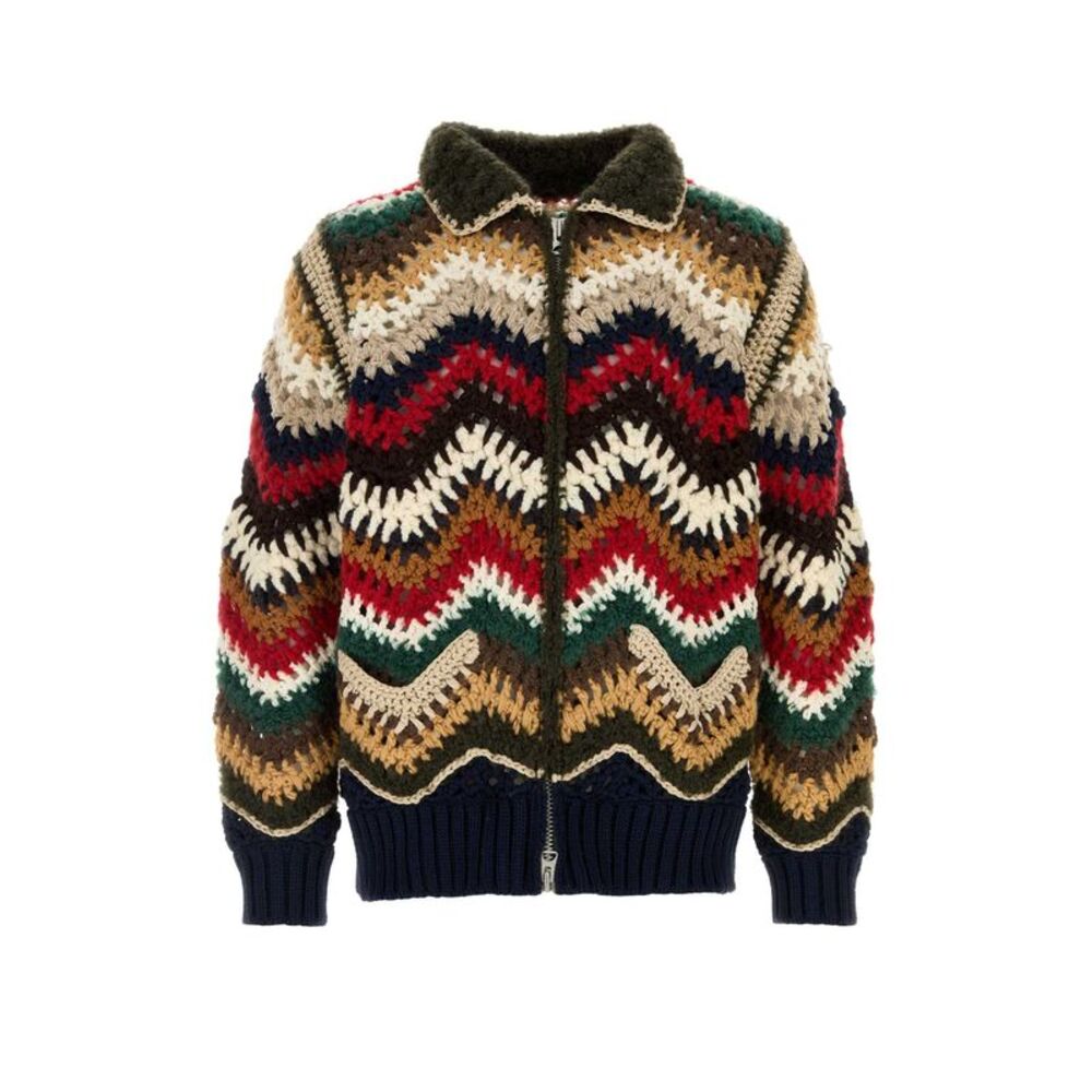 Sacai Men Multicolor Crochet Cardigan